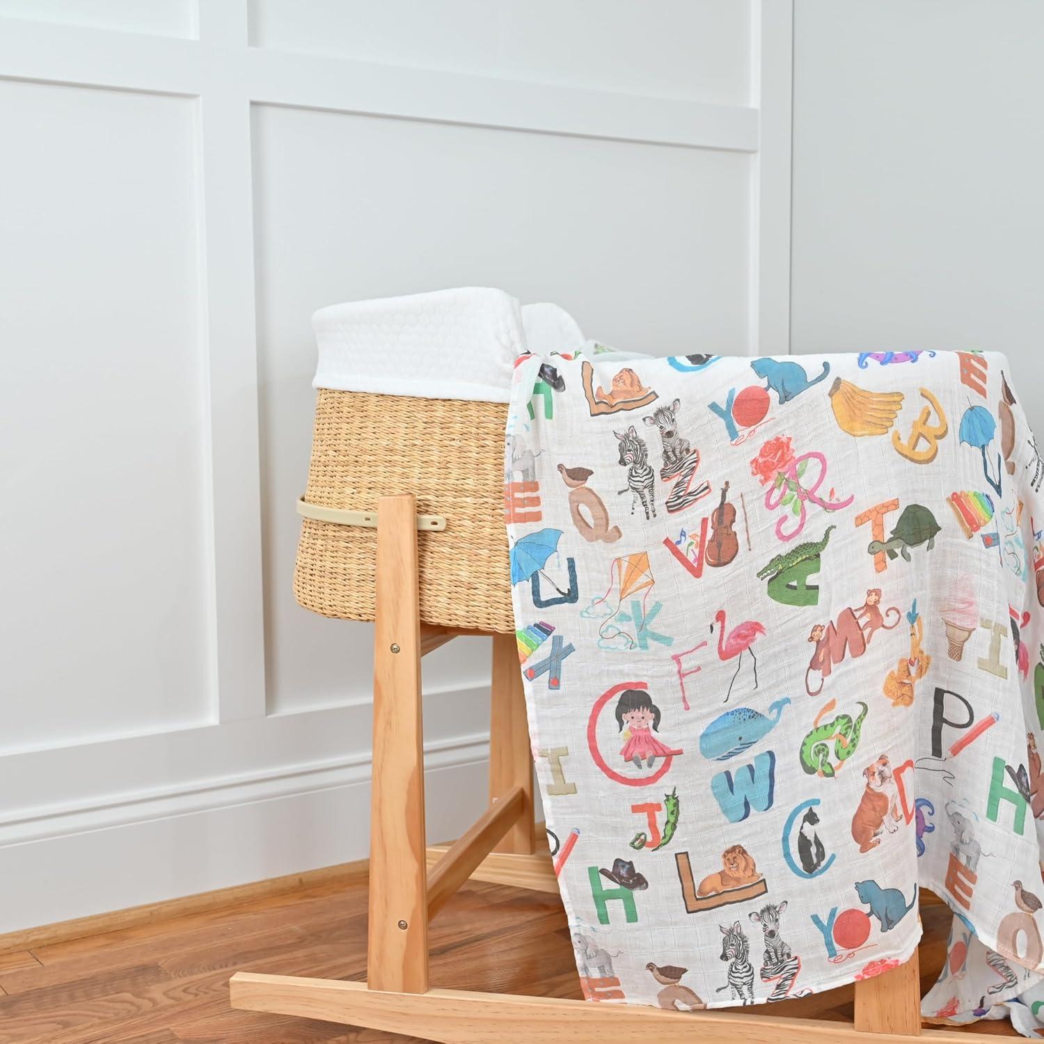Manta de Envolver LollyBanks 100% Algodón 119x119 cm Alfabeto