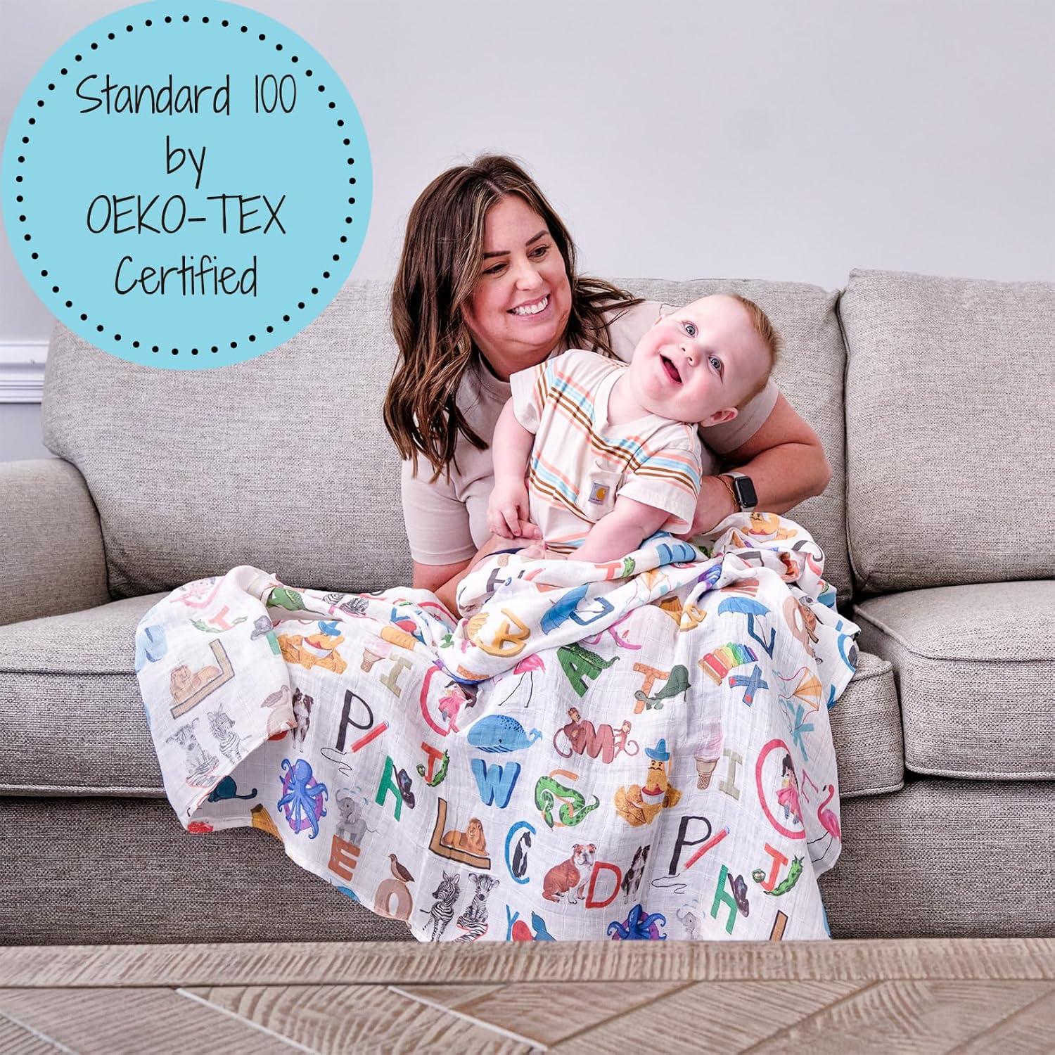 Manta de Envolver LollyBanks 100% Algodón 119x119 cm Alfabeto