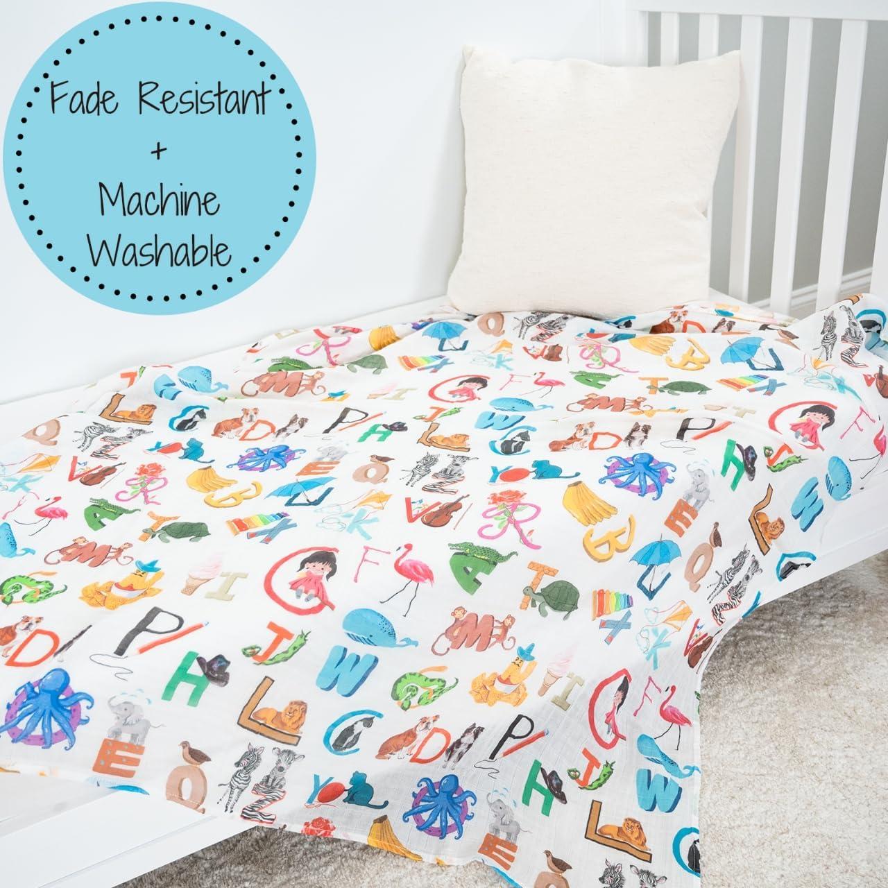 Manta de Envolver LollyBanks 100% Algodón 119x119 cm Alfabeto