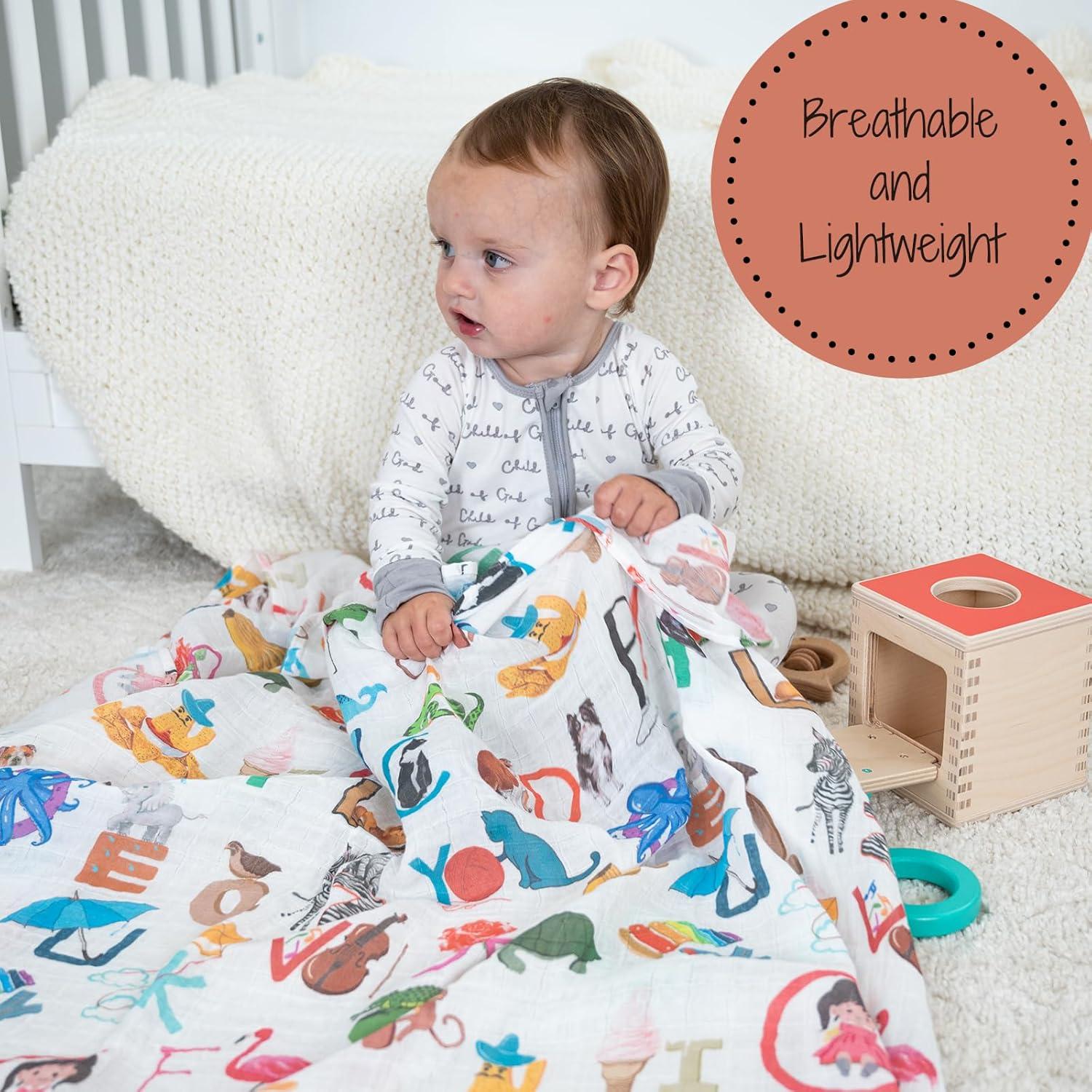 Manta de Envolver LollyBanks 100% Algodón 119x119 cm Alfabeto