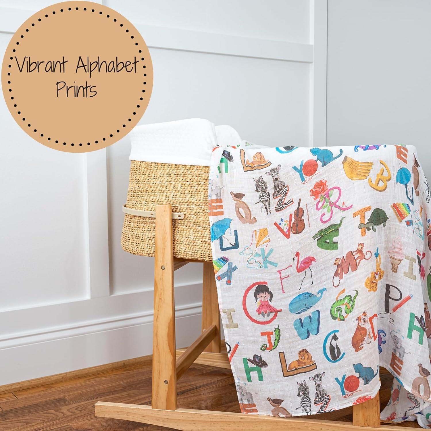 Manta de Envolver LollyBanks 100% Algodón 119x119 cm Alfabeto