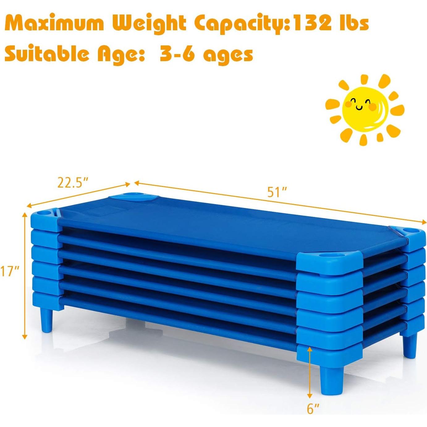 Camas Apilables KOTEK para Niños - 6 Unidades Azul 130x57 cm