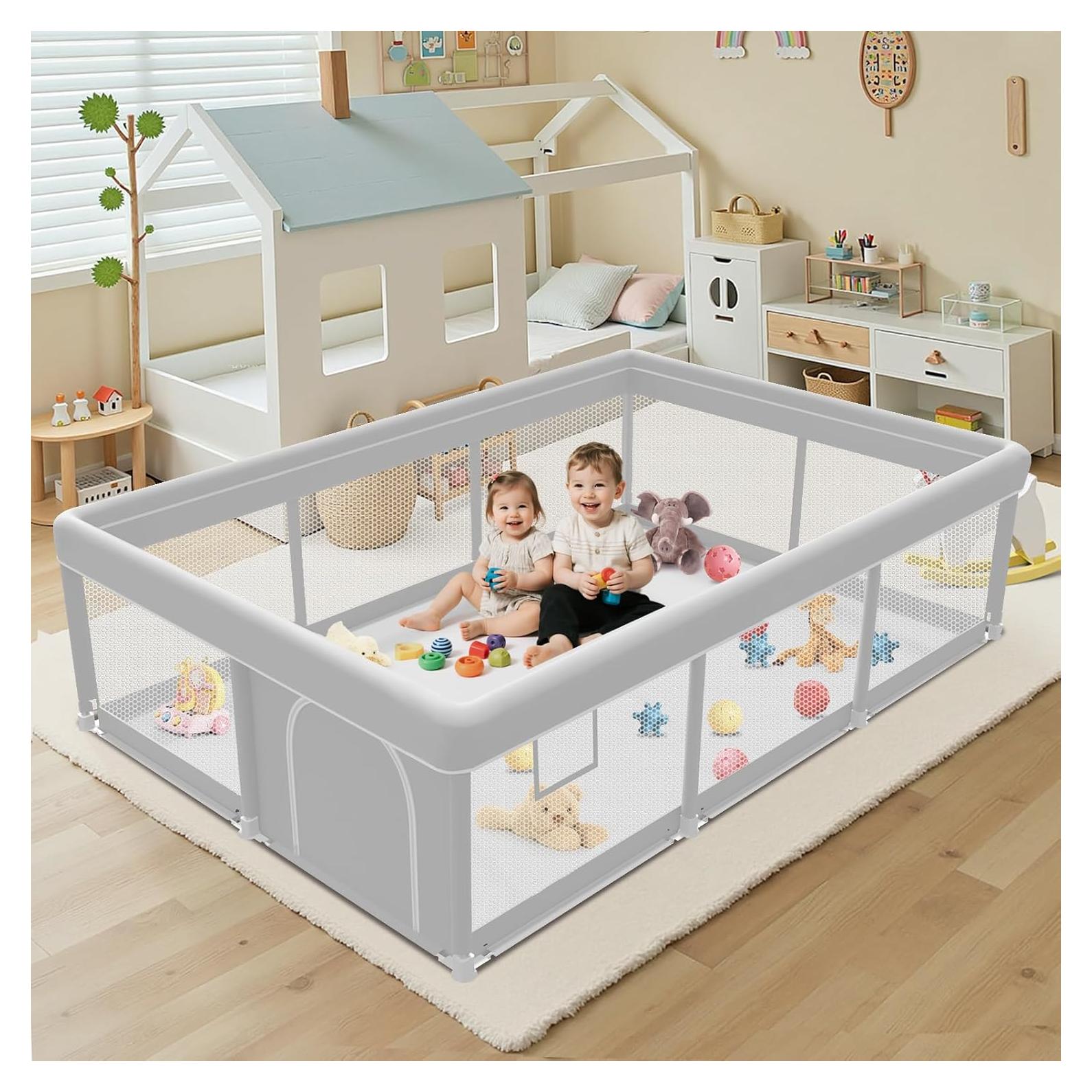 Parque Infantil 188x127 cm Gris Oscuro - Centro de Juego Seguro