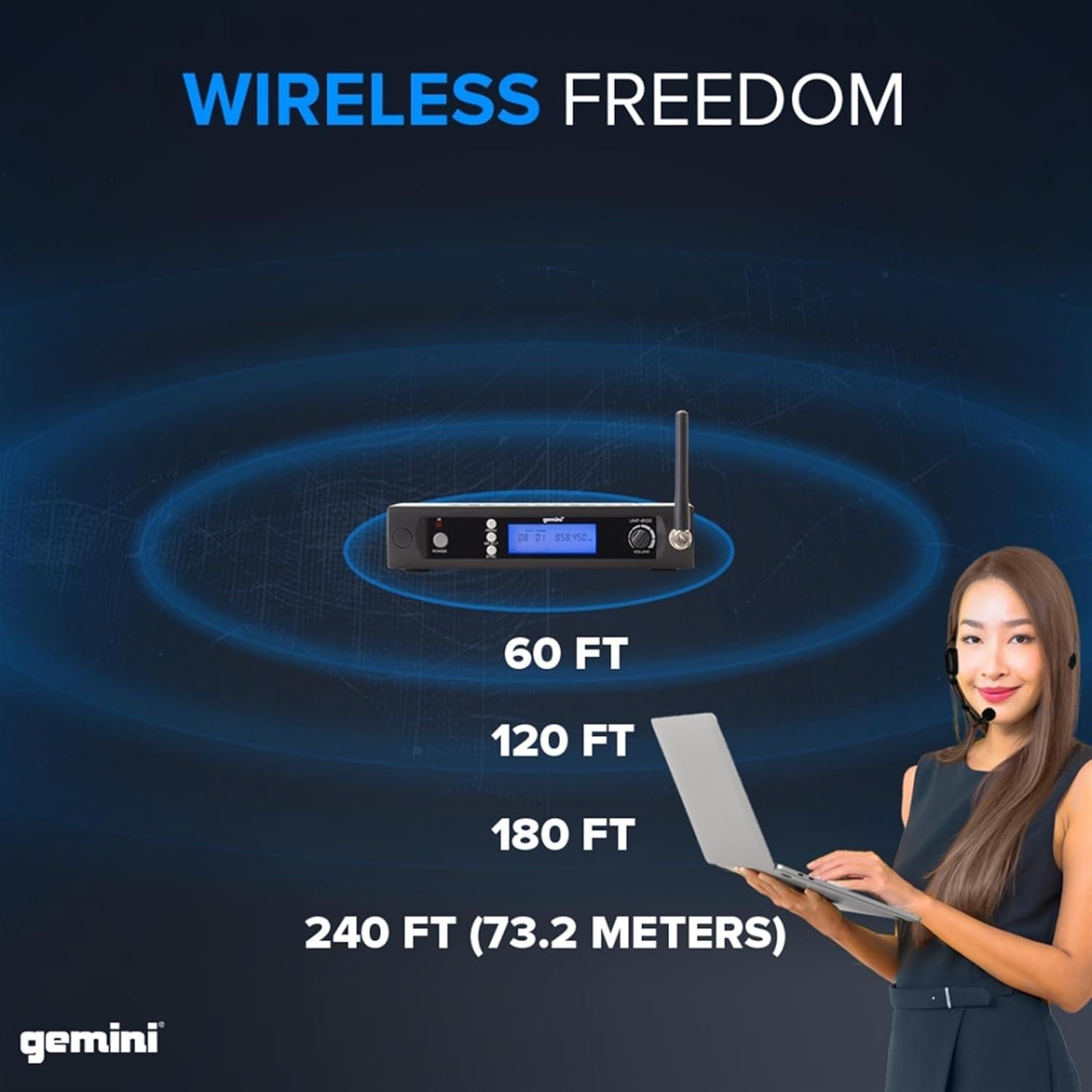 Sistema de Micrófono Inalámbrico Gemini Sound UHF-6200HL - 2 Micrófonos