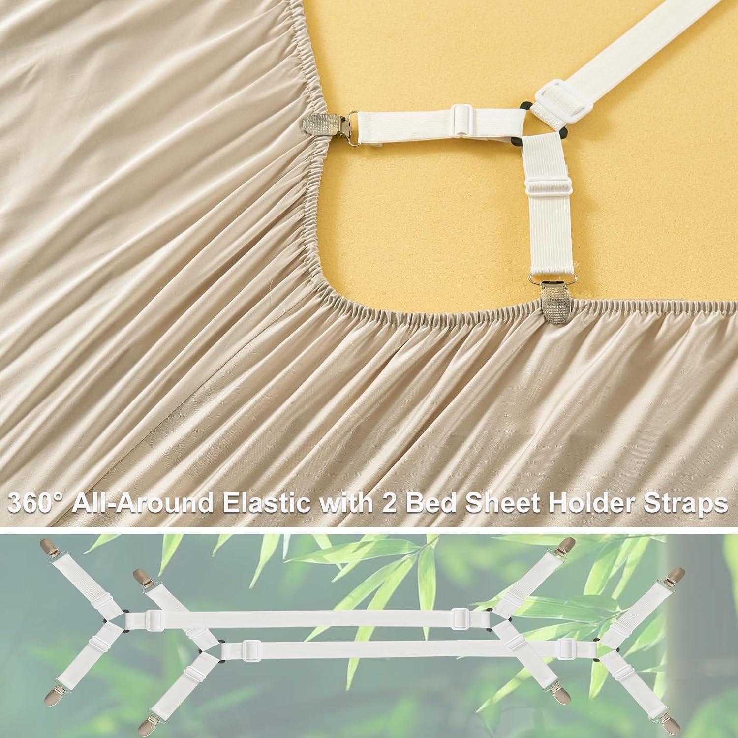 Juego de Sábanas Doble HCORA 100% Viscosa Bambú 400 Hilos Beige