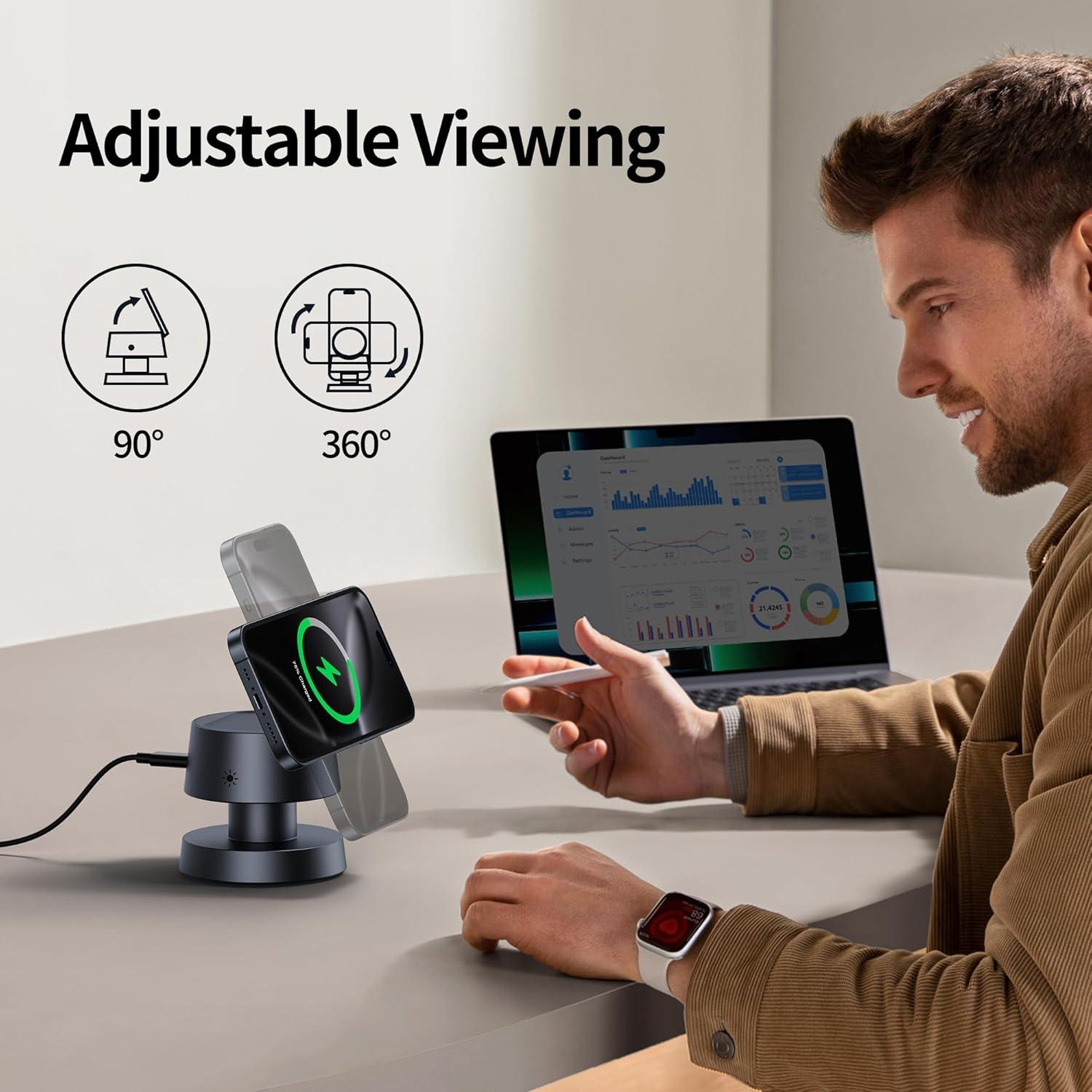 Estación de Carga Inalámbrica Magnética 4 en 1 Kcuskl 15W