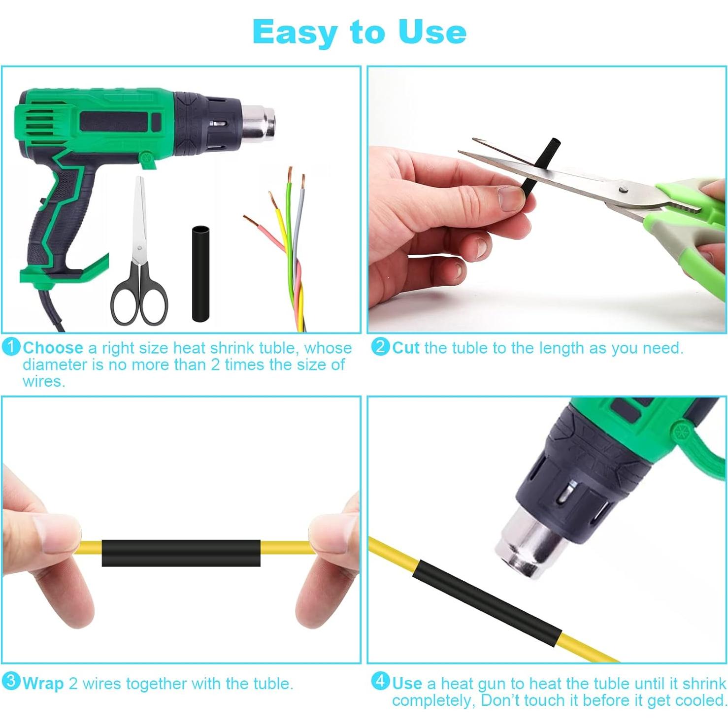 Kit de Tubos Termocontraíbles 900 Piezas DHOOZ - Negro 12 Tamaños