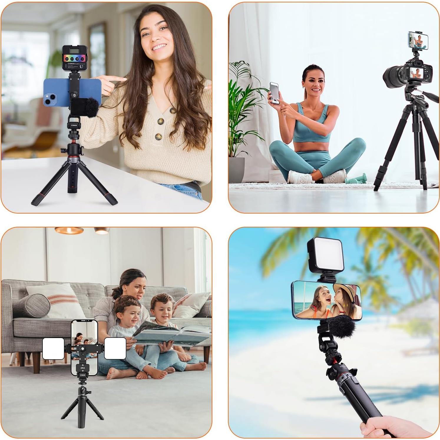 Soporte de trípode portátil COMAN EX390 para teléfono 360°