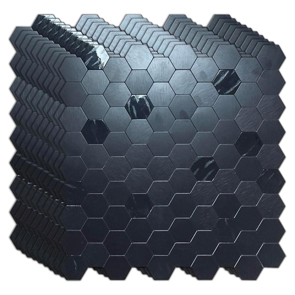 Azulejos autoadhesivos XUANINY 10 unidades 3D hexagonales negro