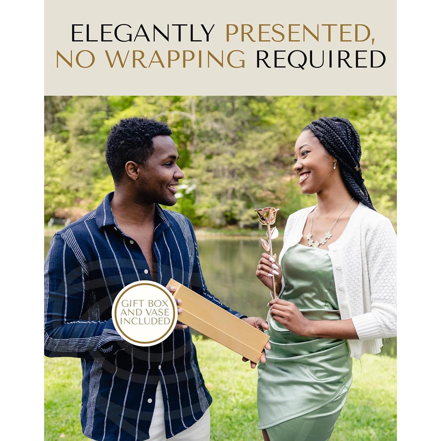 Rosa Eterna Rosa Real en Oro Rosa - Jarrón Corazón Acrílico