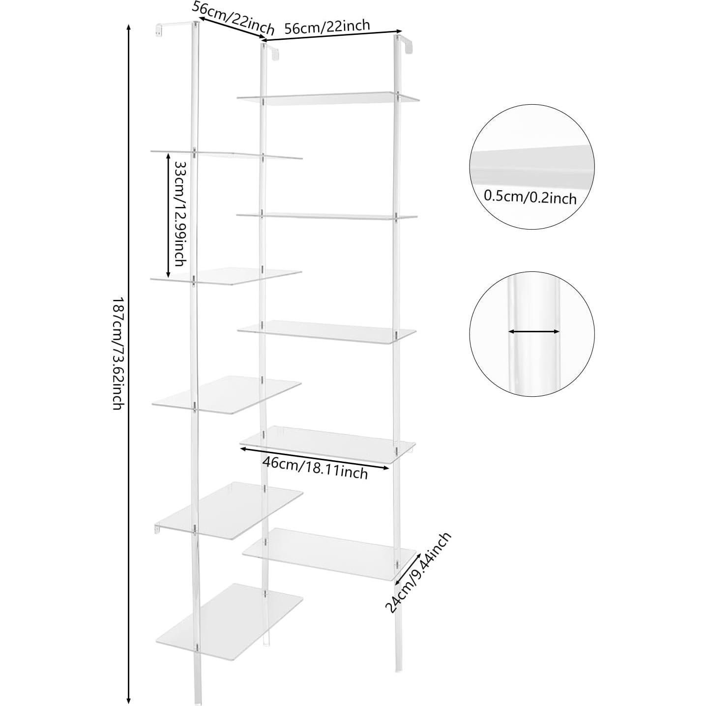 Estantería Acrílica lxrnqcey 5 Niveles 10 Estantes 56x56x187 cm
