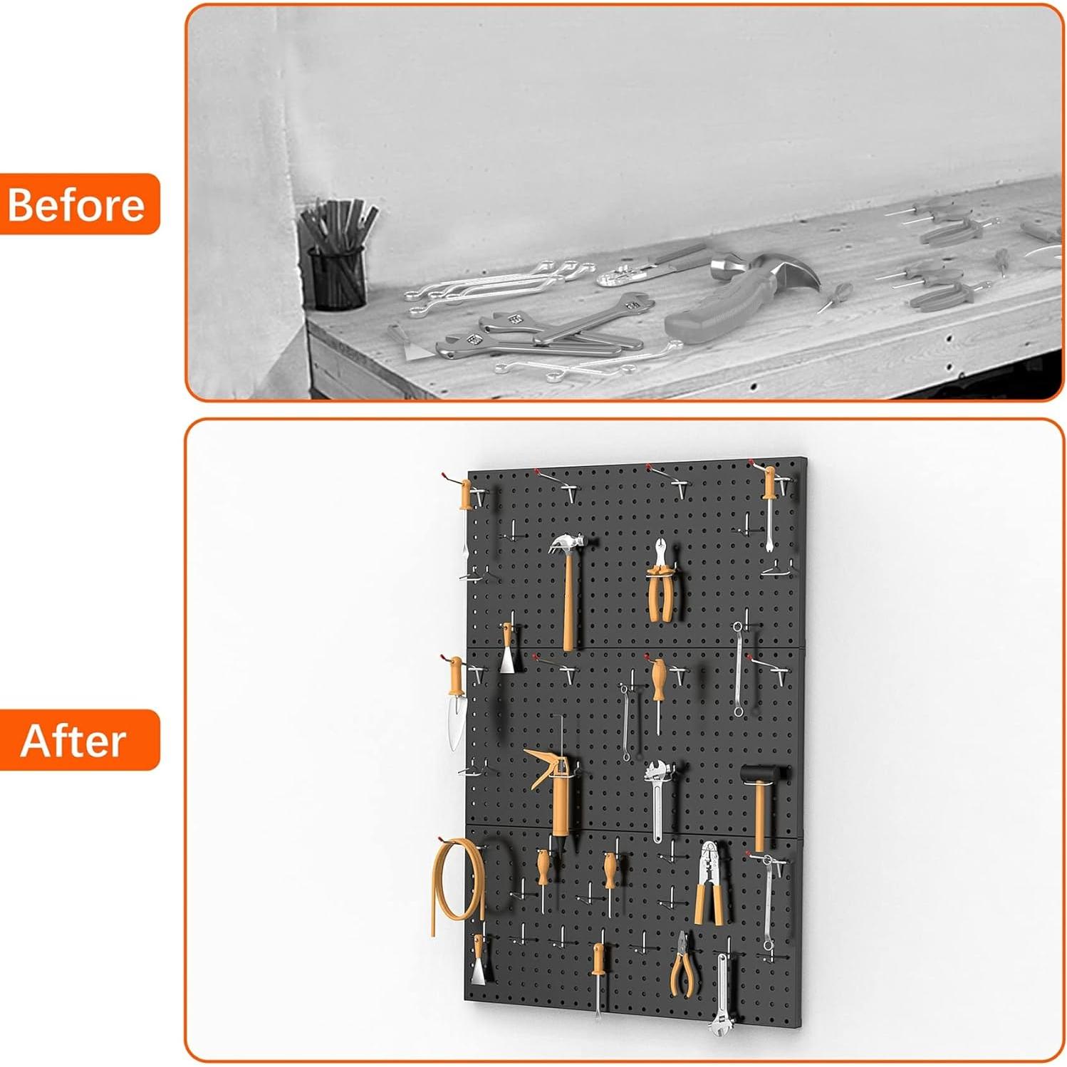 Paneles de Metal TORACK para Tablero Perforado - 3 Pcs Negro