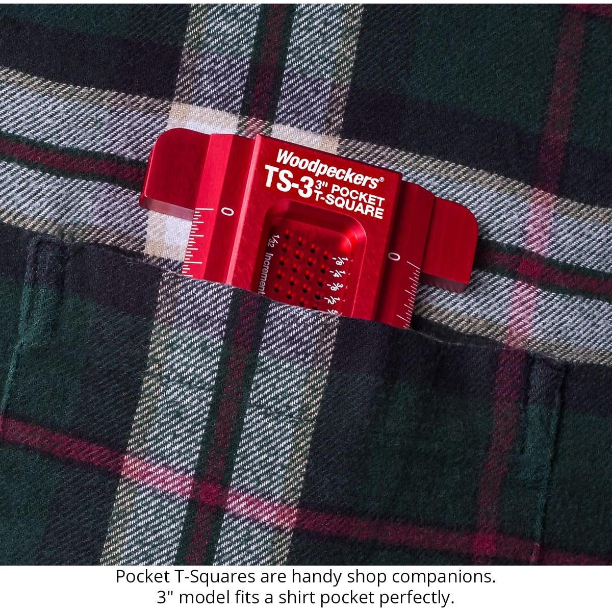 Escuadra T Pocket Woodpeckers 75 mm para Carpintería Precisa