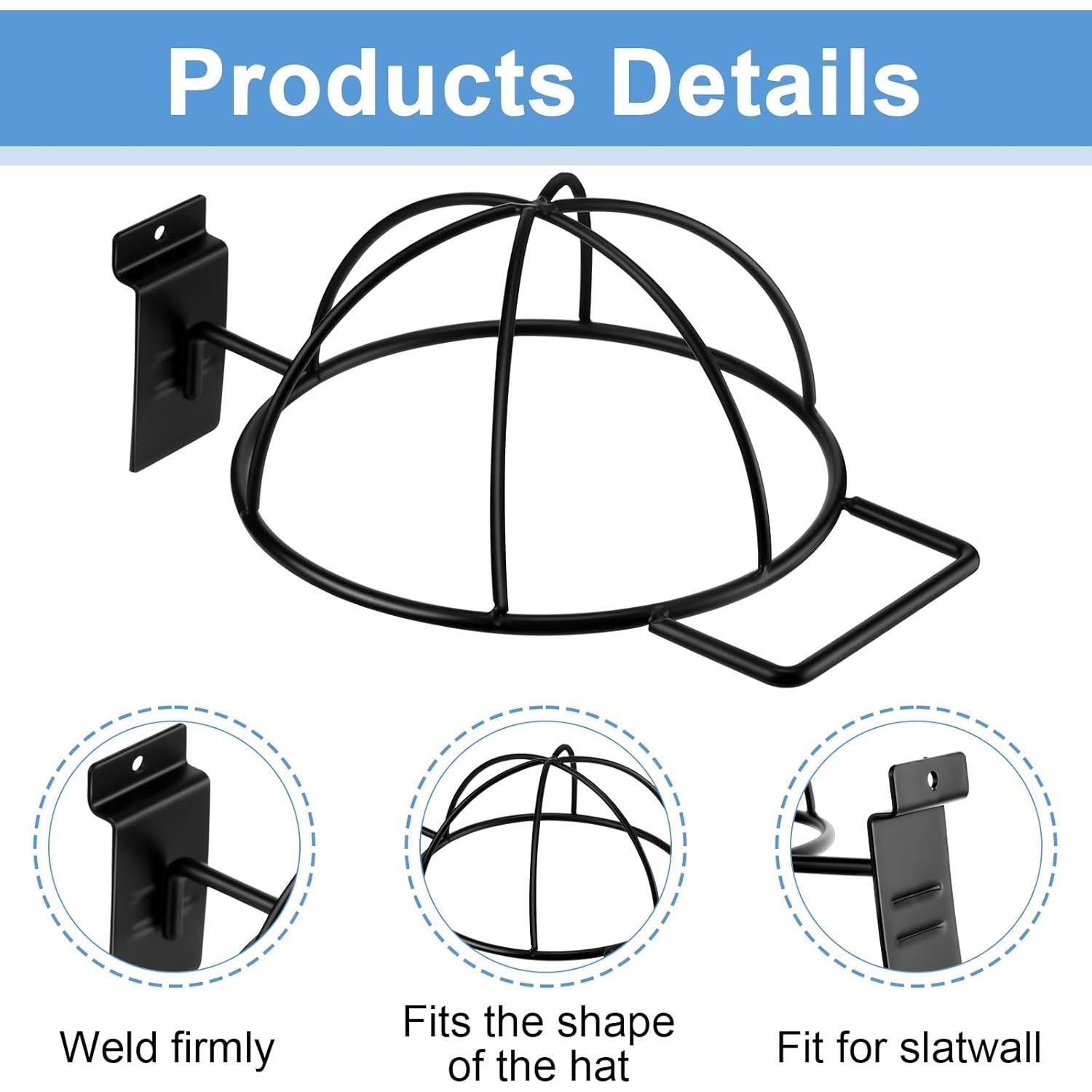 Soporte de Exhibición de Sombreros Barydat 6 Pcs Metal Negro