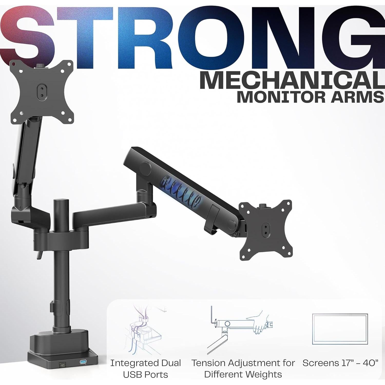 Soporte Doble Monitor VIVO STAND-V102BDU Aluminio Ajustable 61cm