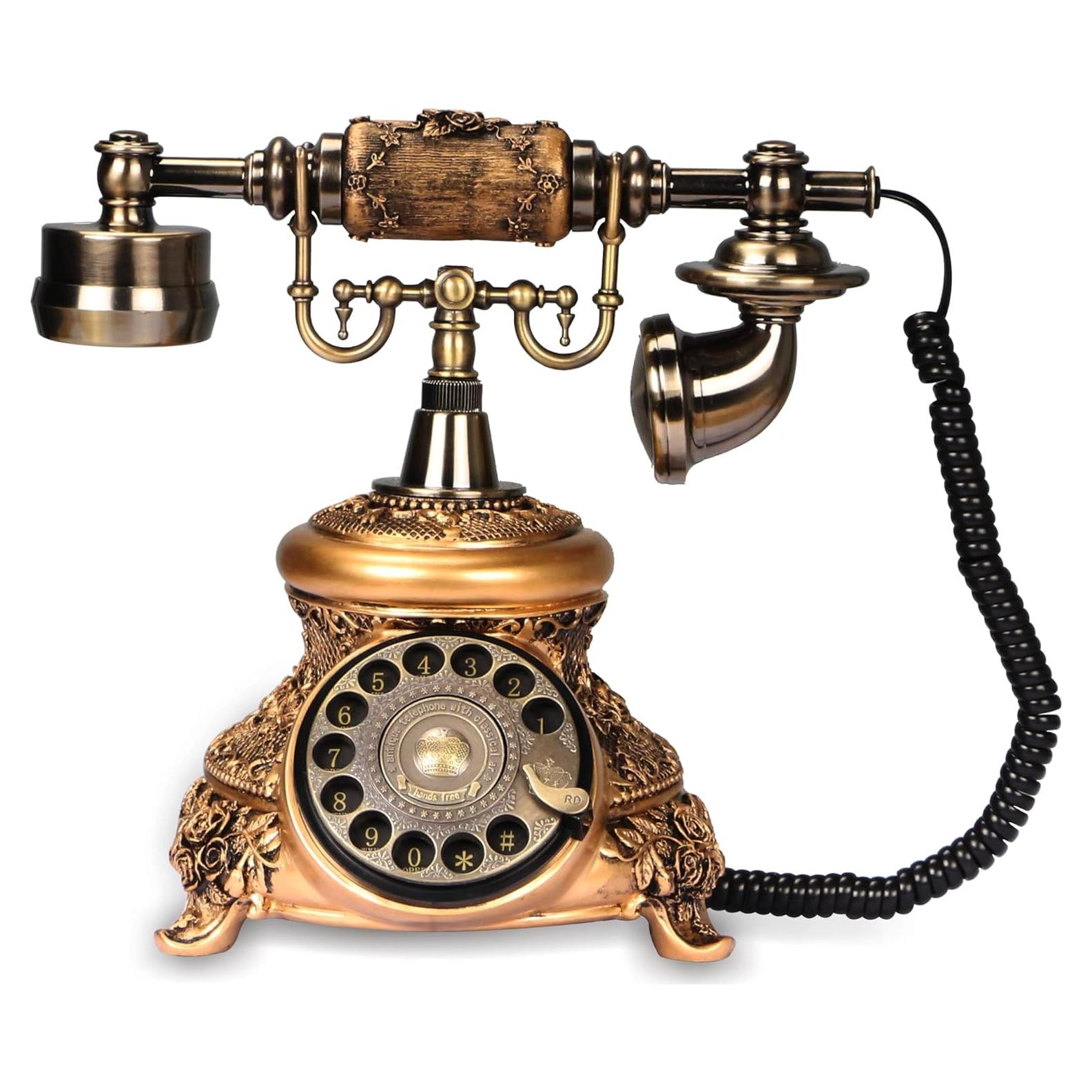 Teléfono de Disco Retro CERRXIAN Bronce 2.31kg Decorativo