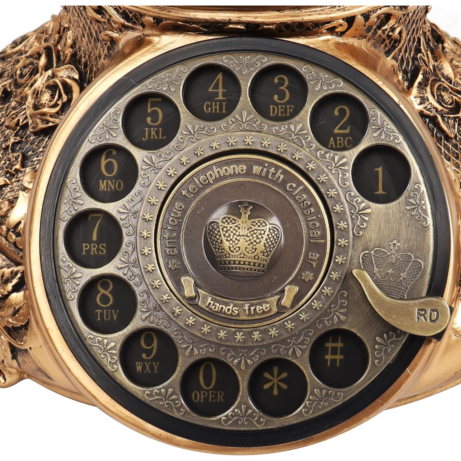 Teléfono de Disco Retro CERRXIAN Bronce 2.31kg Decorativo