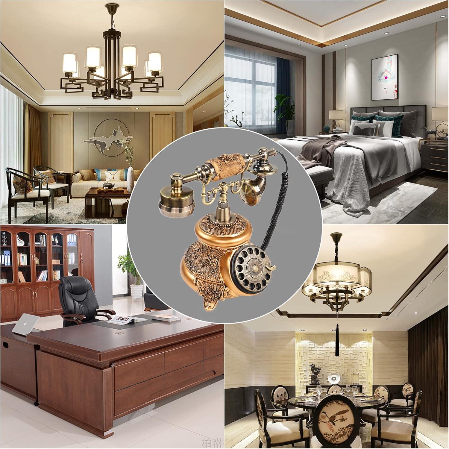 Teléfono de Disco Retro CERRXIAN Bronce 2.31kg Decorativo