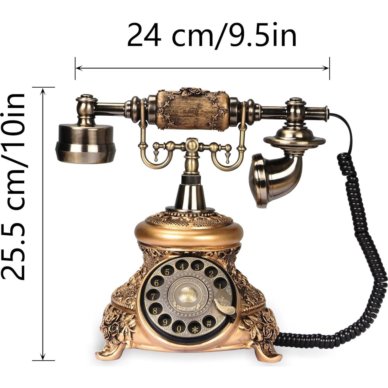 Teléfono de Disco Retro CERRXIAN Bronce 2.31kg Decorativo