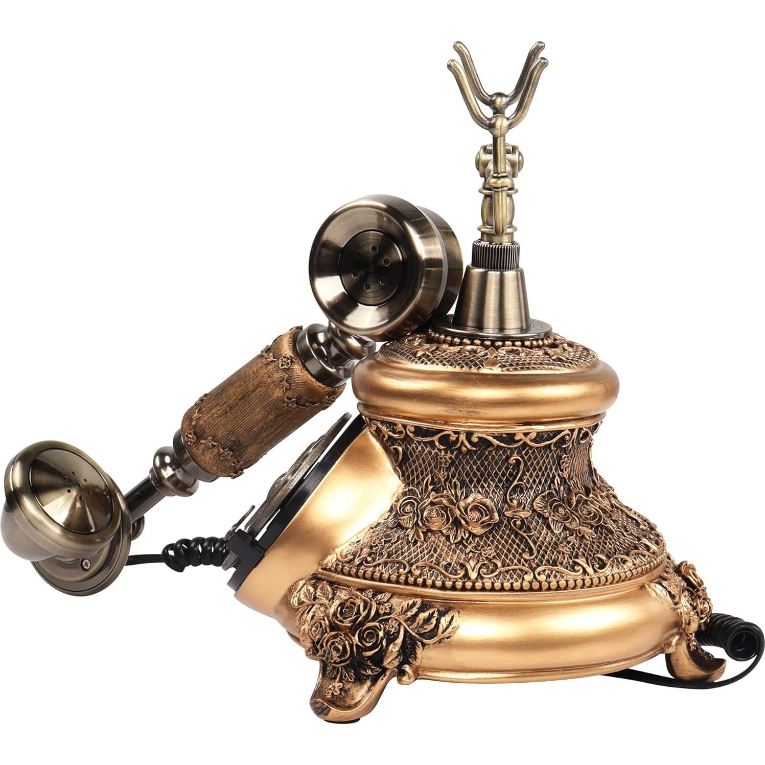 Teléfono de Disco Retro CERRXIAN Bronce 2.31kg Decorativo