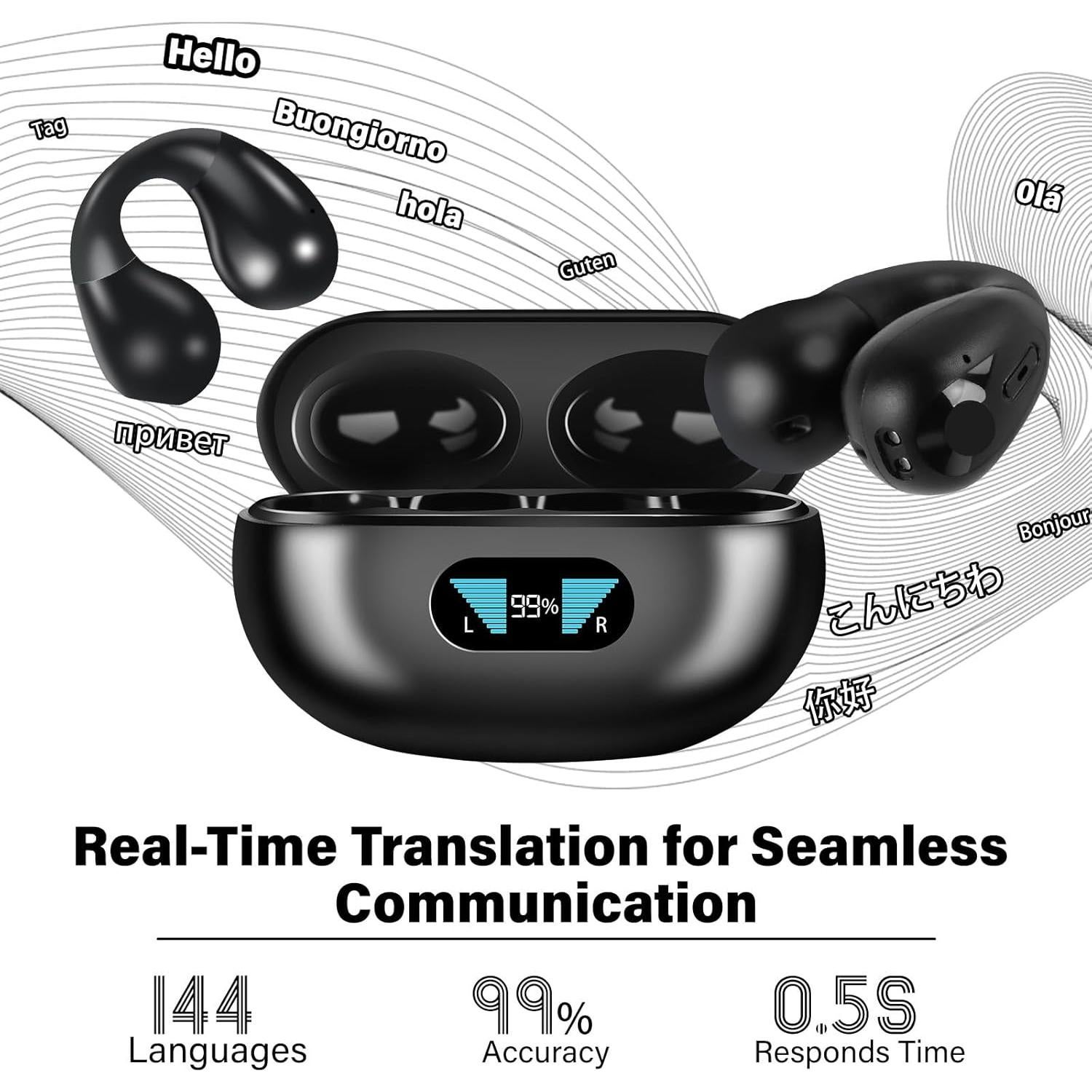 Auriculares de Traducción Inalámbricos Oplope Q7, 144 Idiomas, ANC