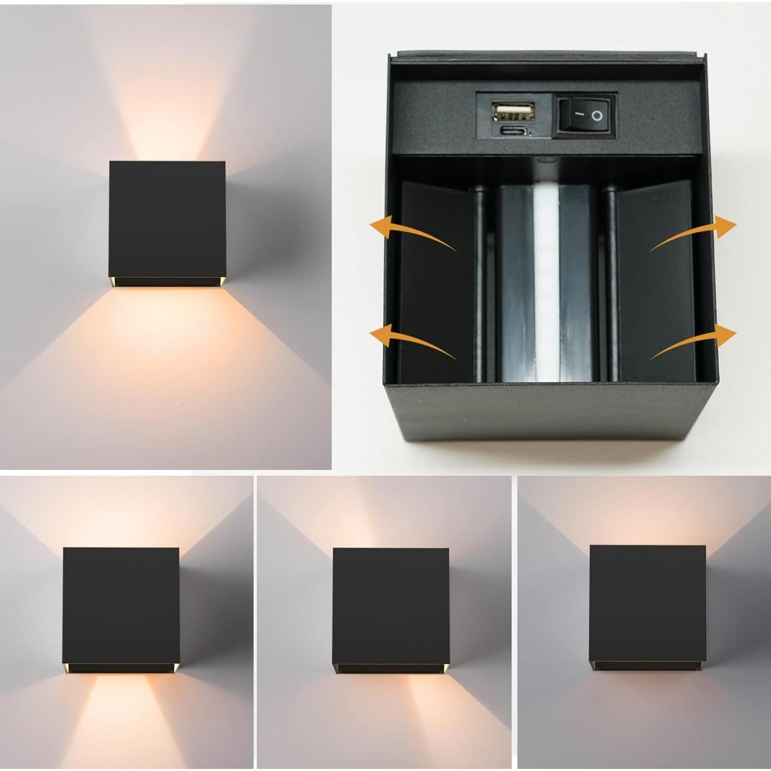 Luz de Pared con Sensor de Movimiento SURPALIG 6000mAh LED Negro