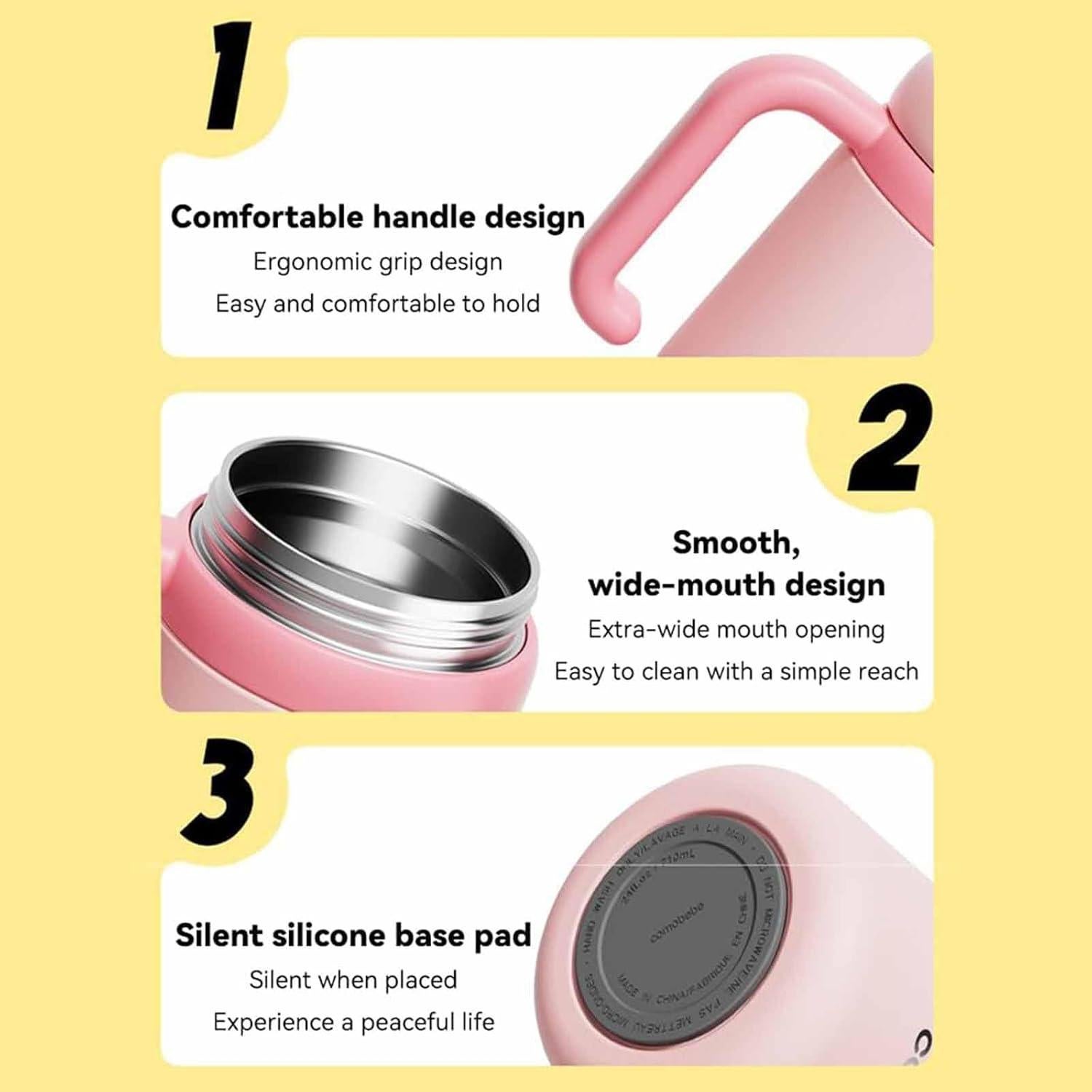 Vaso de Acero Inoxidable FRAGRANTGARDEN 710ml con Asa Rosa