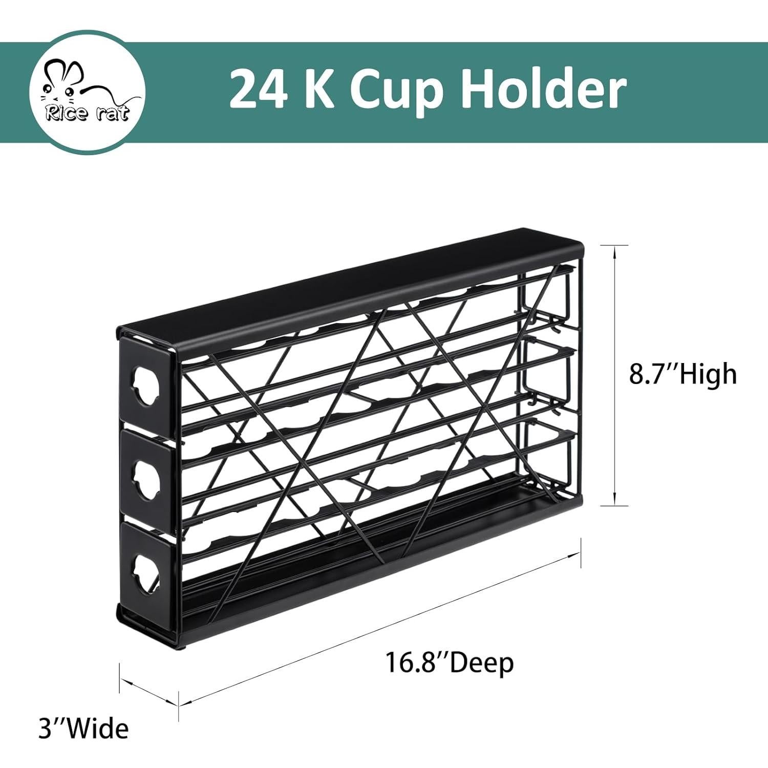 Soporte para tazas K Rice rat 3 niveles metal negro 24 cápsulas