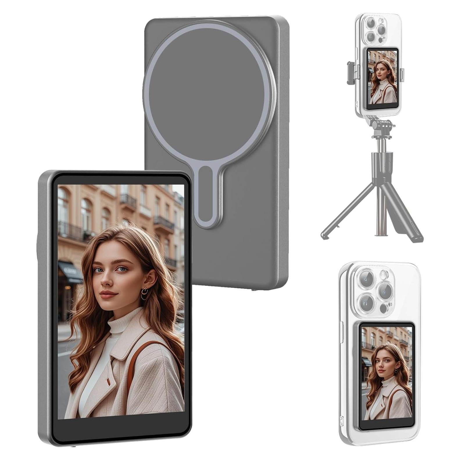 Monitor de Vlog HIGSEEU 1080P Inalámbrico para Selfie Gris