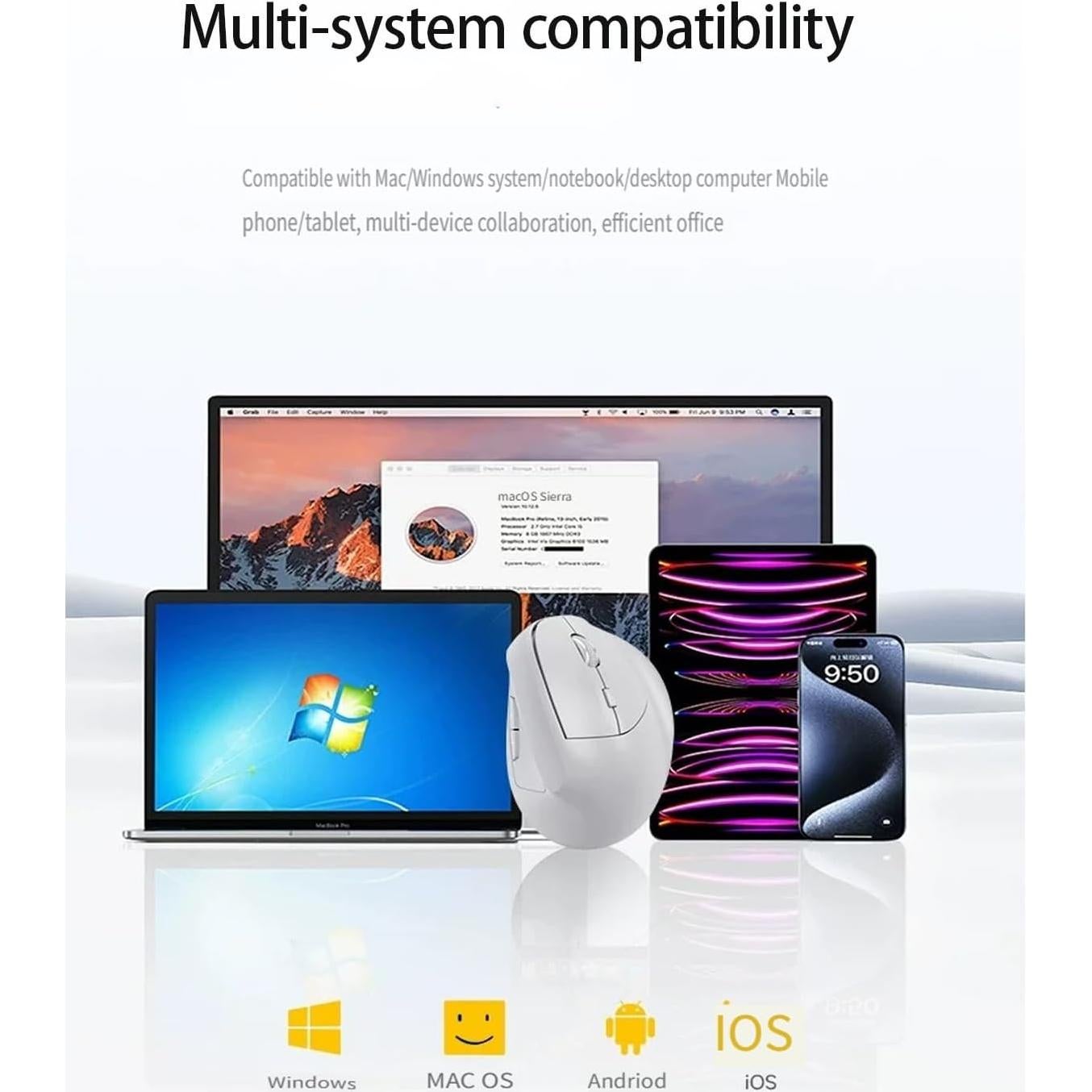Ratón Vertical Ergonómico Inalámbrico MODID ZLSB-B 3200DPI Verde Aqua