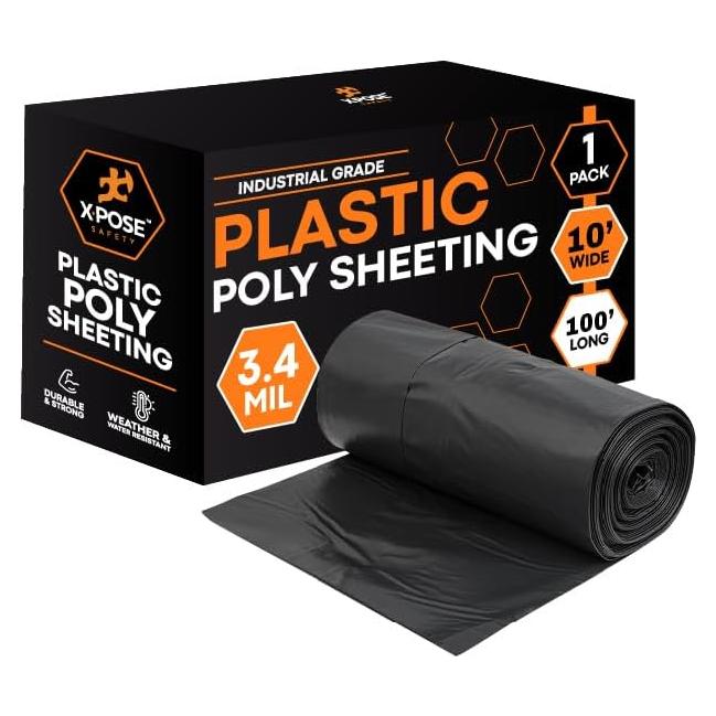 Cubierta Plástica Negra Xpose Safety 3.05 m x 30.48 m 0.086 mm