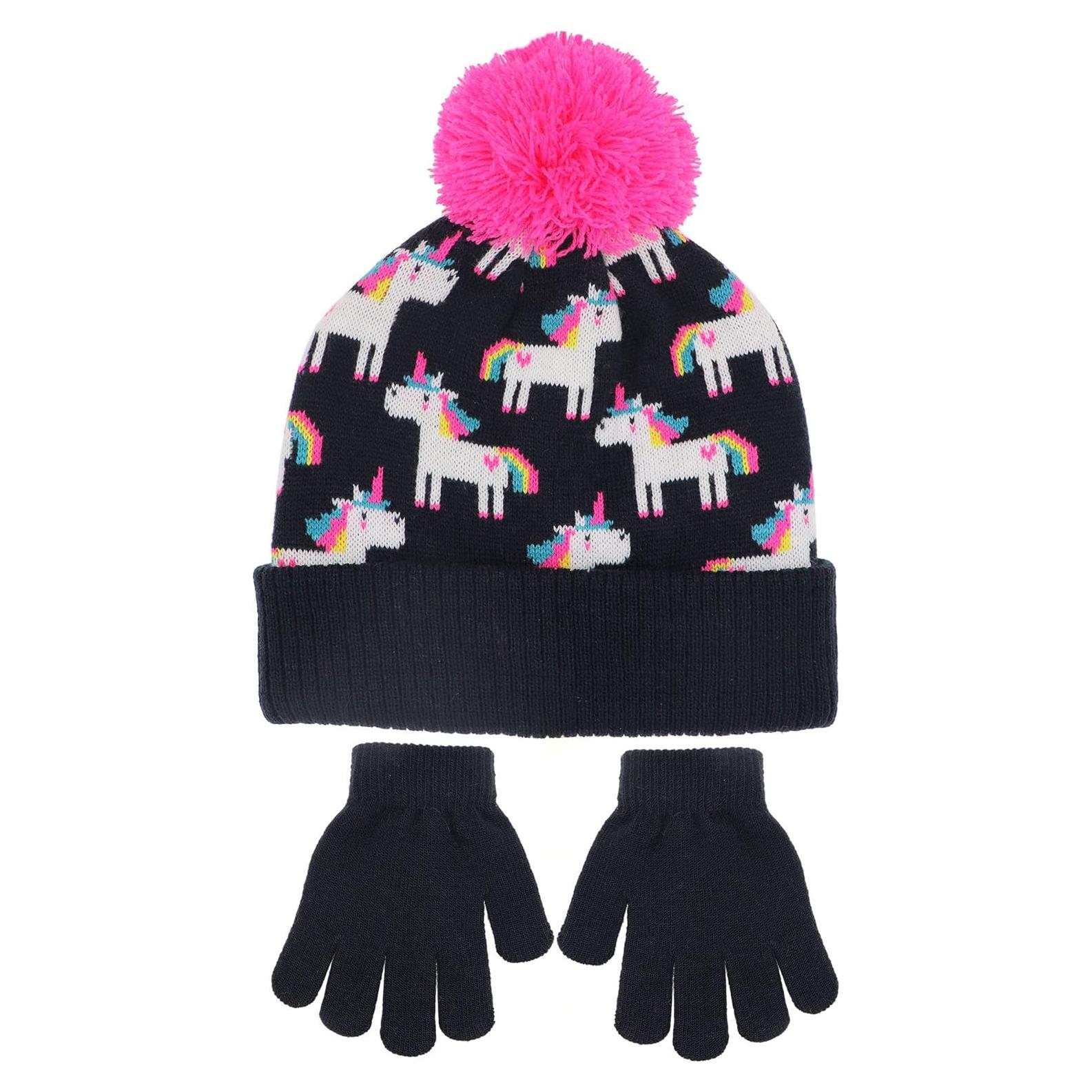 Conjunto Gorro y Guantes de Invierno Unicornio Niñas 2-8 Años