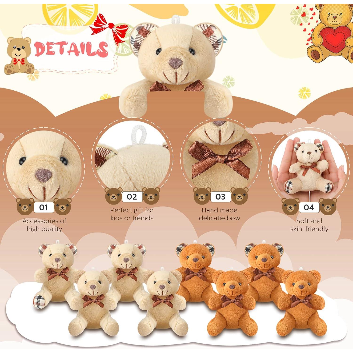 Mini Osos de Peluche HyDren 24 Pcs 10 cm Suaves para Fiesta