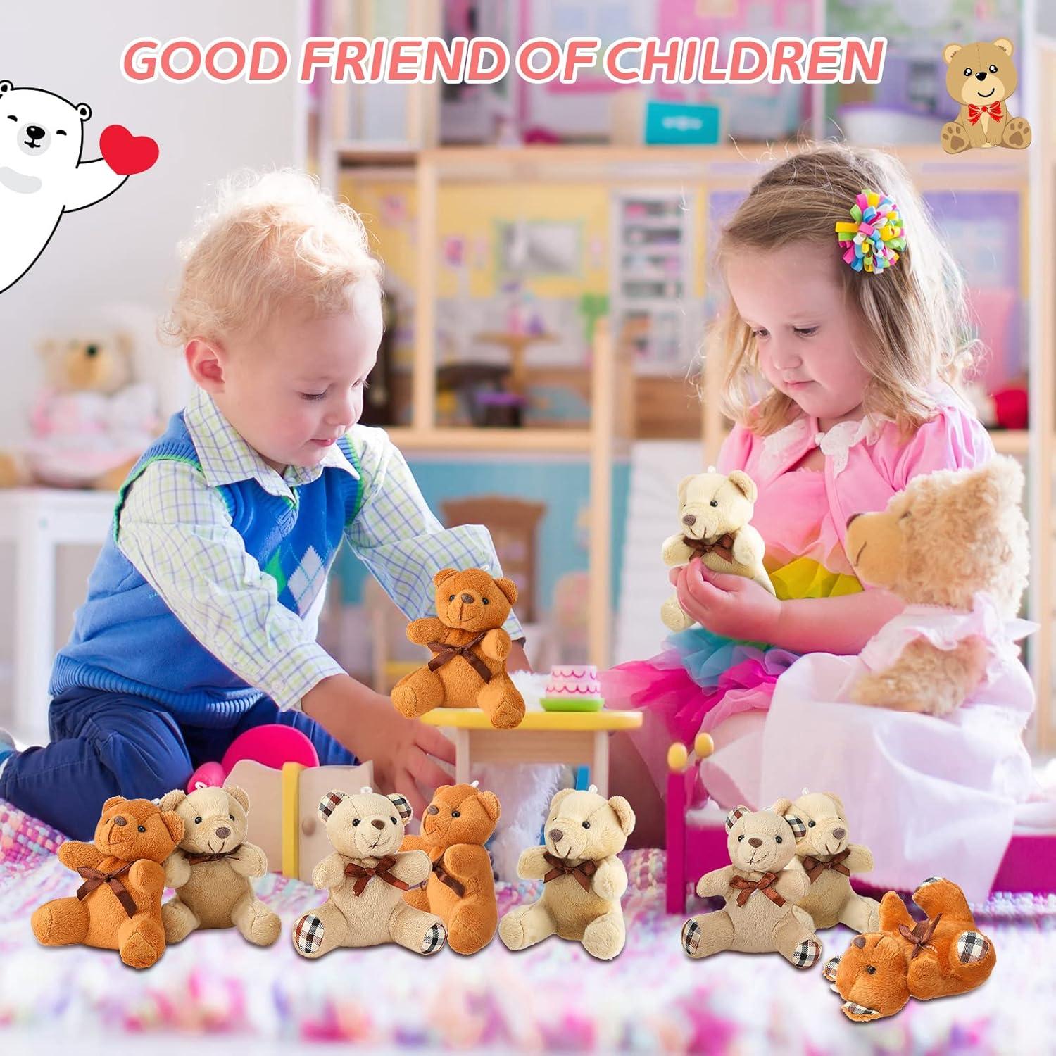 Mini Osos de Peluche HyDren 24 Pcs 10 cm Suaves para Fiesta