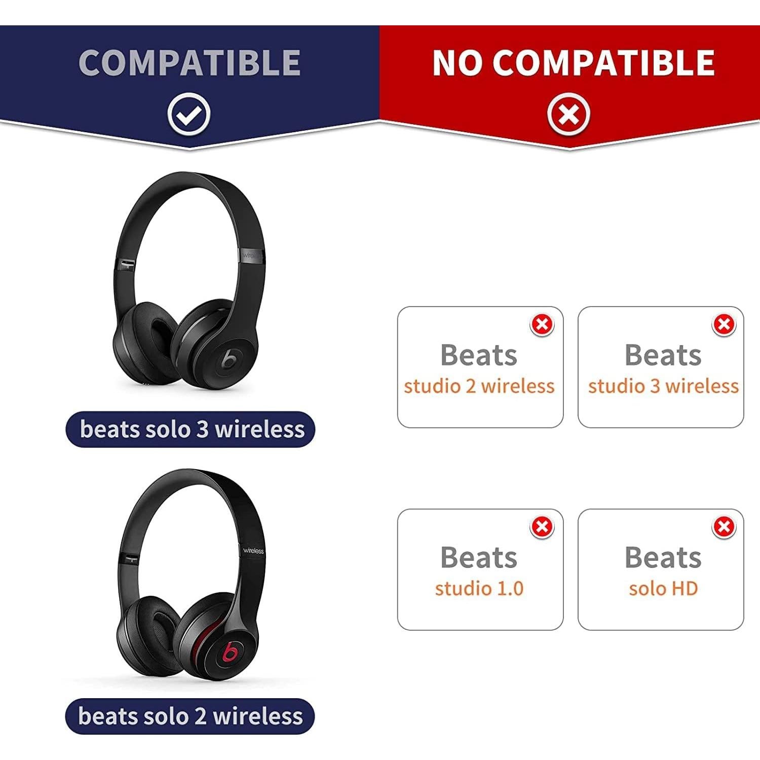 Almohadillas de Reemplazo Beats Solo 2 y 3 - Espuma de Memoria Negra