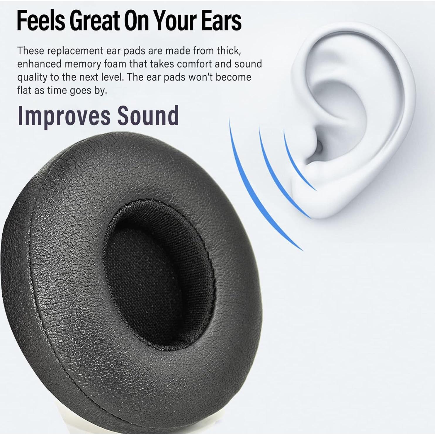 Almohadillas de Reemplazo Beats Solo 2 y 3 - Espuma de Memoria Negra