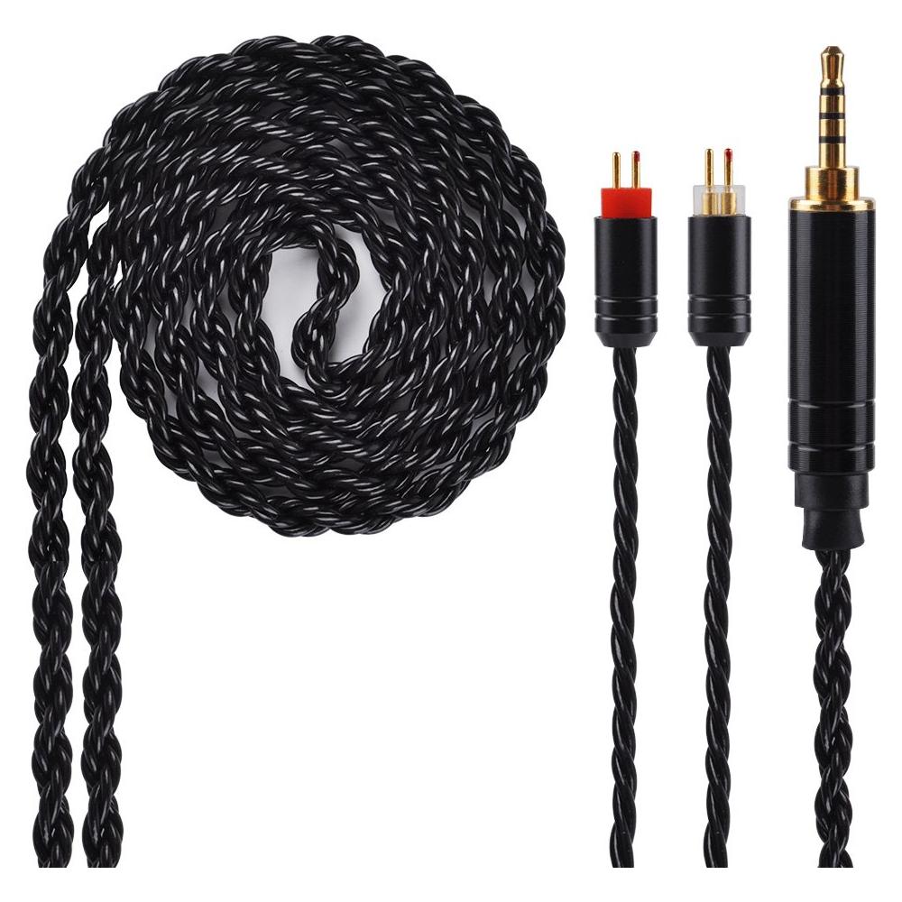Cable de auriculares Kinboofi 2PIN 2.5mm 6 núcleos plata negro