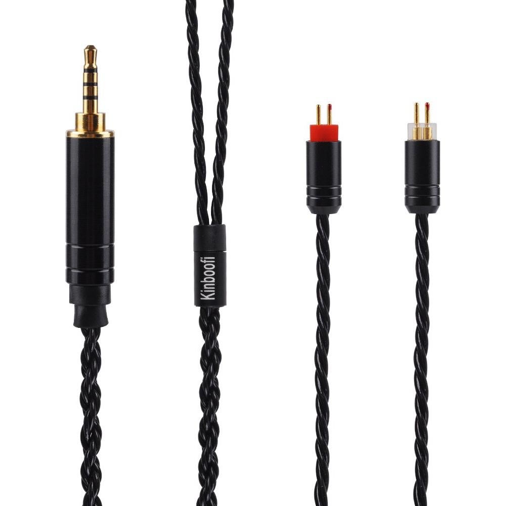 Cable de auriculares Kinboofi 2PIN 2.5mm 6 núcleos plata negro
