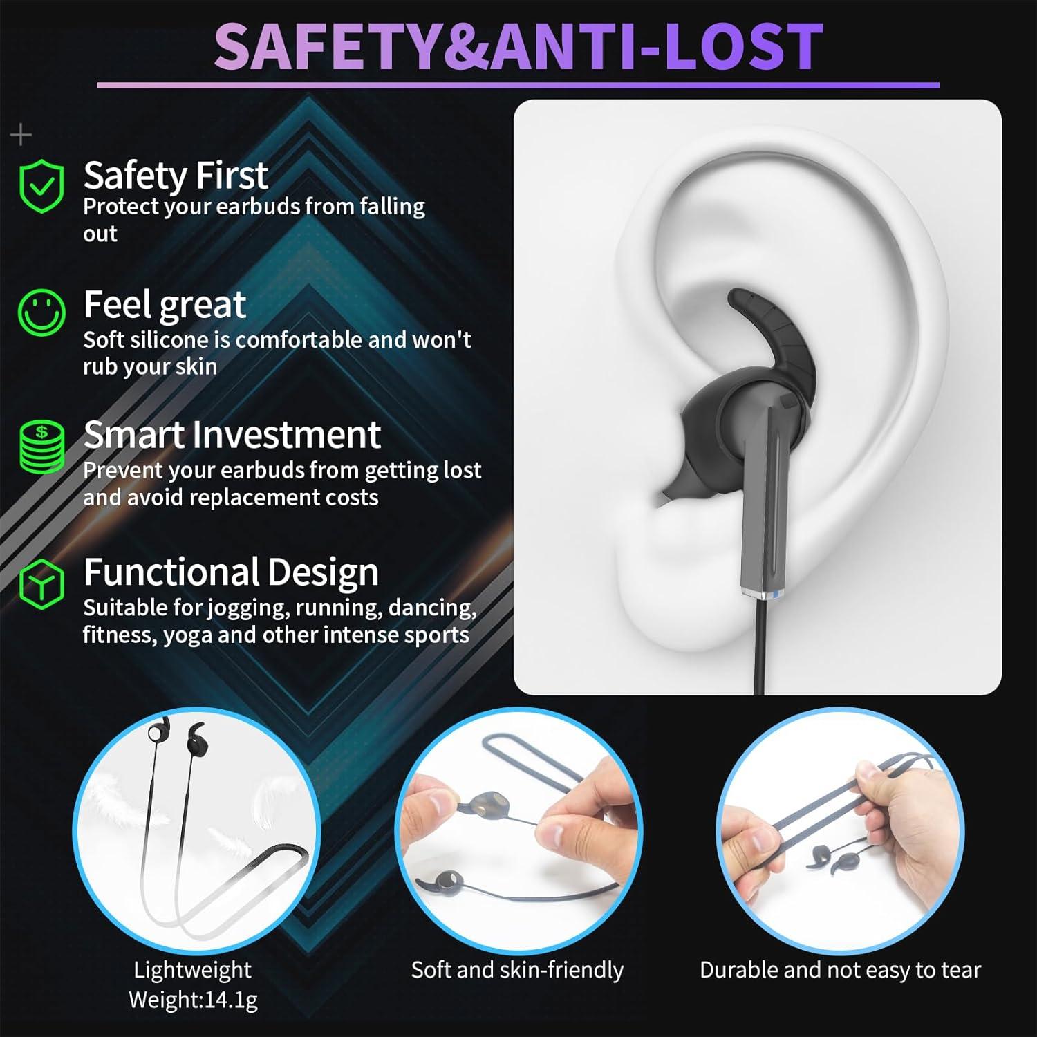 Correa Antipérdida TUDIOW para Galaxy Buds 3 Pro - Silicona Negra