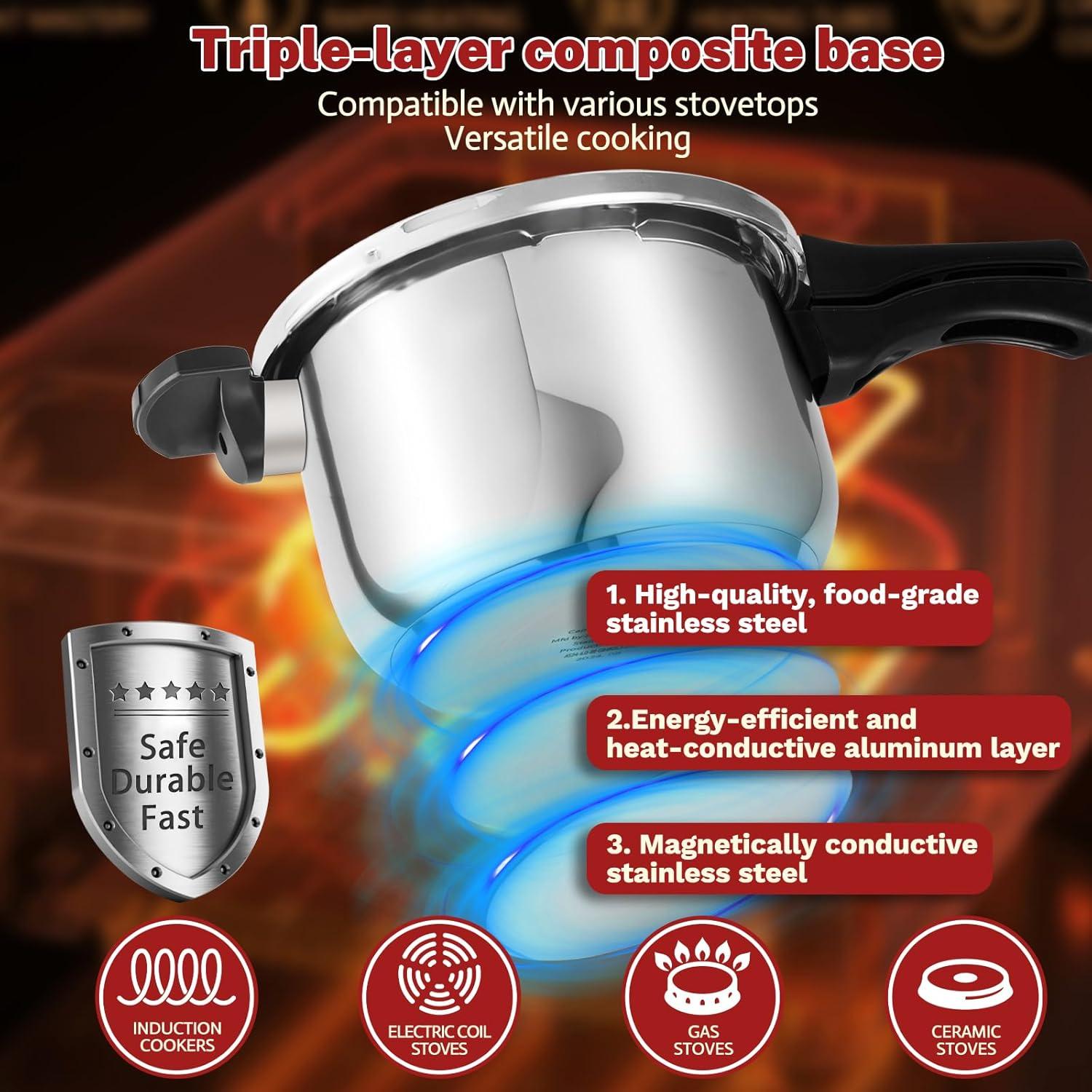 Olla a presión Deeluban 4.0L acero inoxidable con seguridad