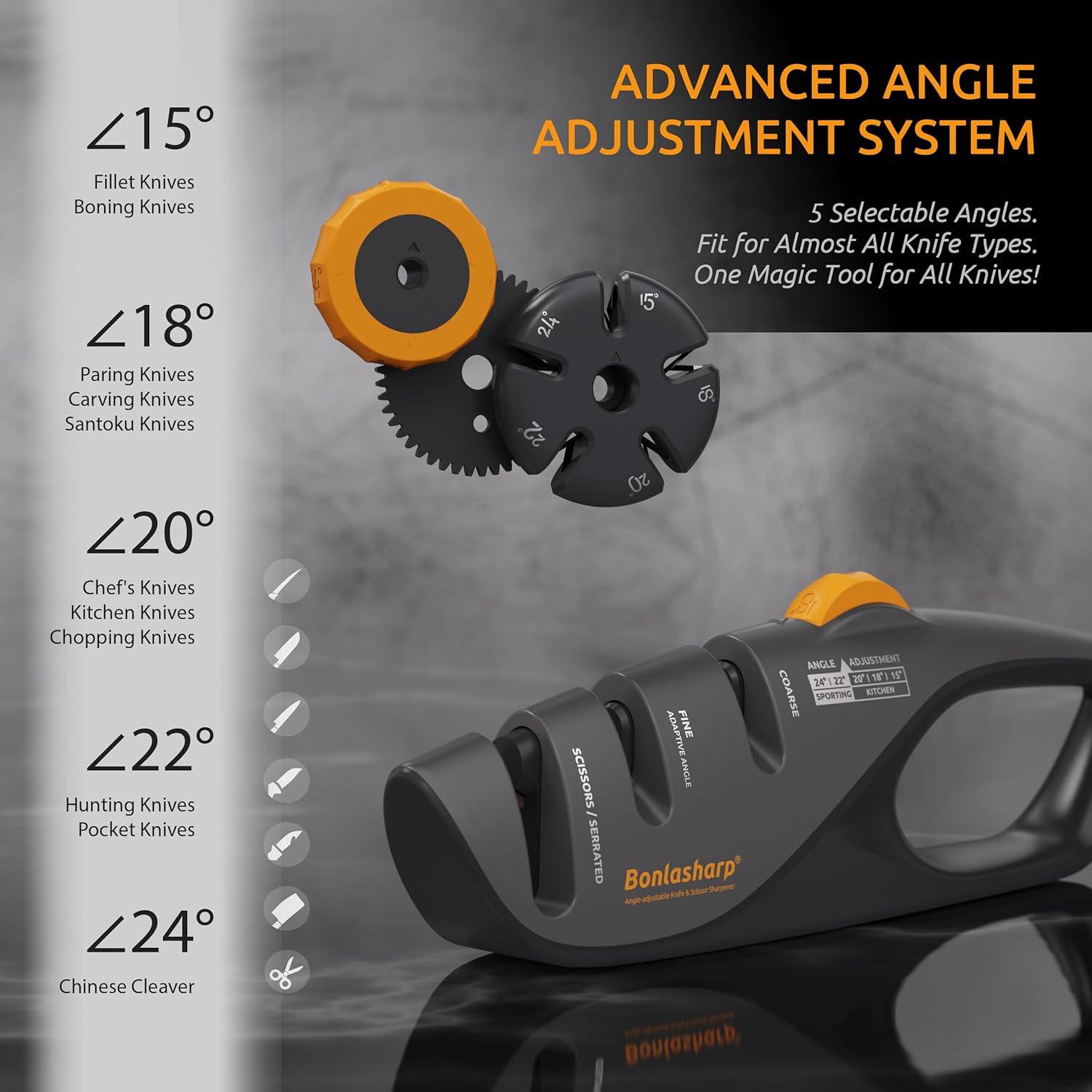 Afilador de cuchillos Bonlasharp 5 ángulos ajustables 15°-24°