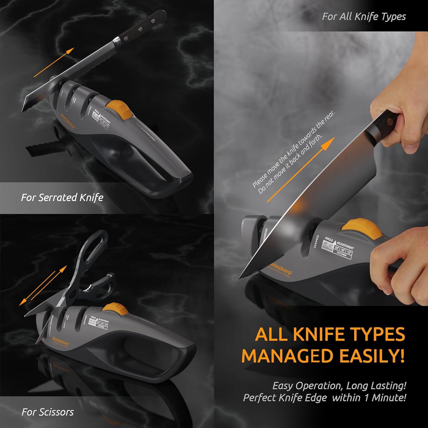 Afilador de cuchillos Bonlasharp 5 ángulos ajustables 15°-24°