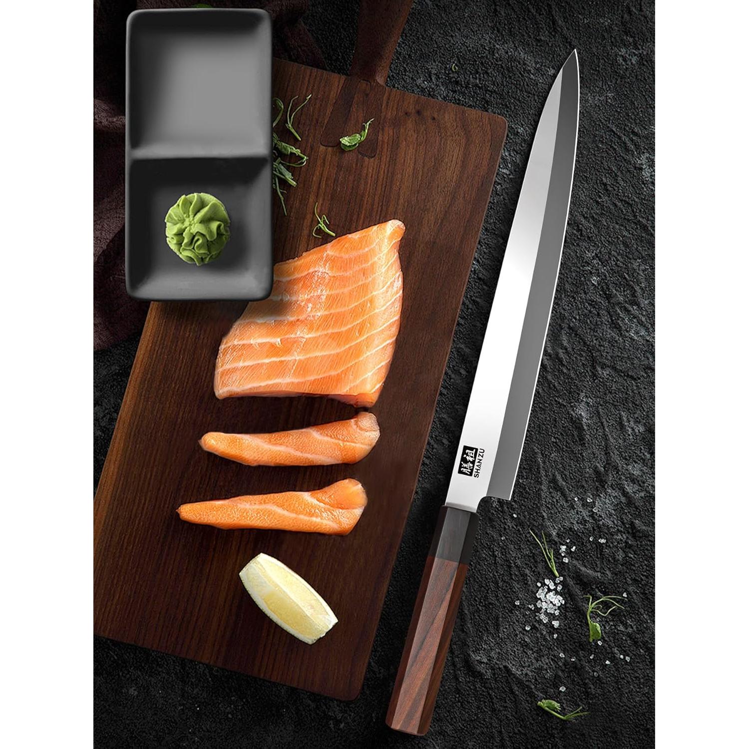 Cuchillo de Sushi SHAN ZU 25.4 cm Acero Japonés Mango Sándalo