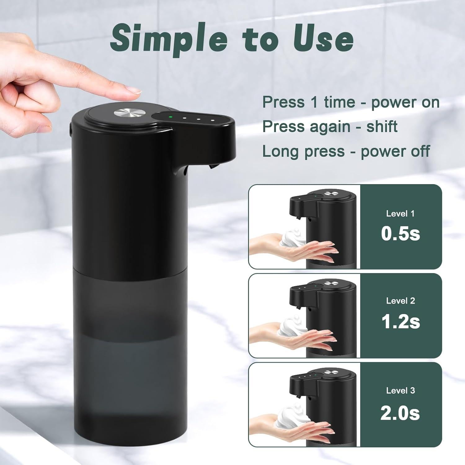 Dispensador de Jabón Espumoso Automático FFZZKJ Negro IPX5