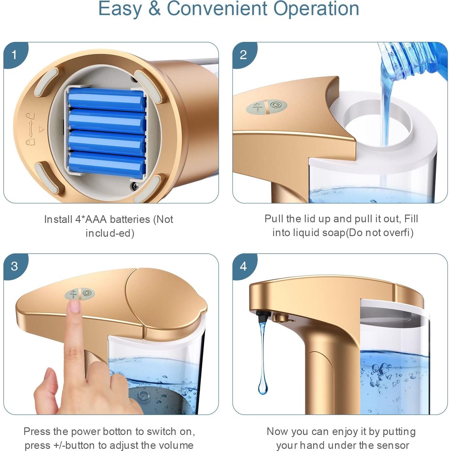 Dispensador Automático de Jabón Líquido Ankilo 370ml Dorado