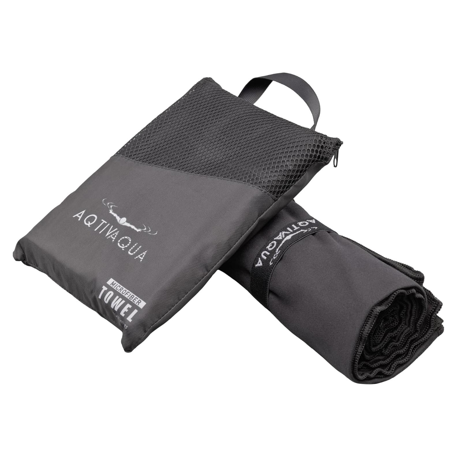 Toalla de Secado Rápido AqtivAqua Microfibra 61x101cm Negra