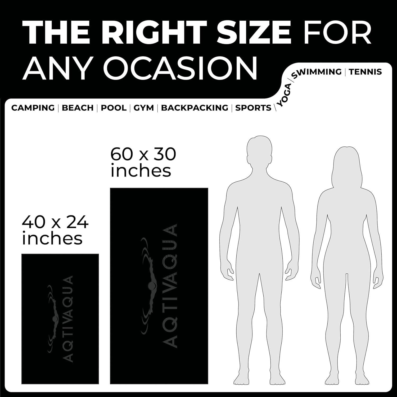 Toalla de Secado Rápido AqtivAqua Microfibra 61x101cm Negra