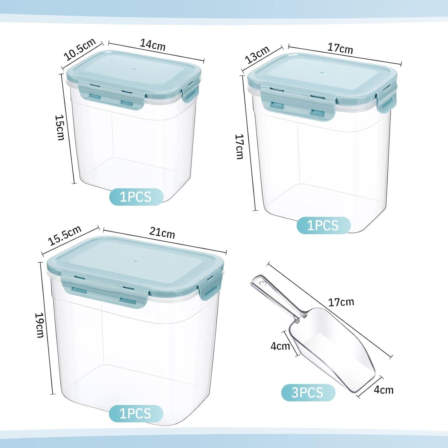Contenedores de Almacenamiento para Comida de Mascotas Patelai - 3 Piezas, 1.2L a 3.8L, Herméticos y Apilables