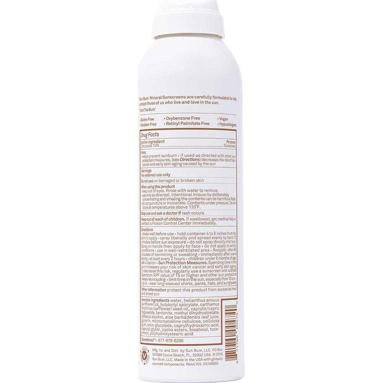 Sun Bum Spray Solar Mineral SPF 30 - 170 g Hidratante