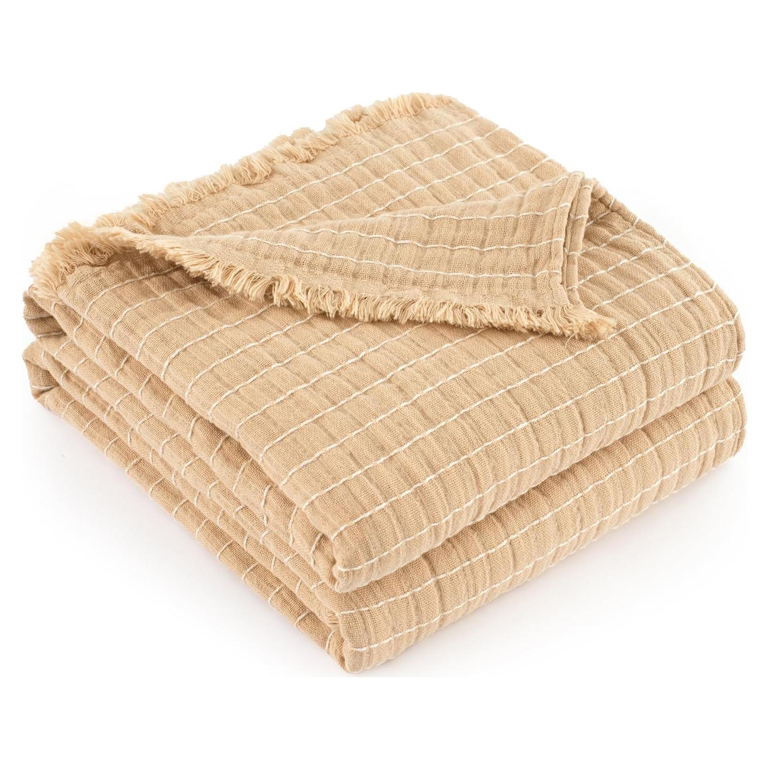 Manta de Muselina GINAMUSE 100% Algodón Beige 152x229 cm